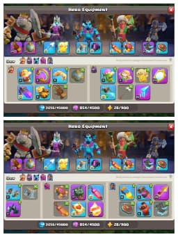 HEROS 90-90-48-65-50 ⚡ TH 15 MAX ACCOUNT ⚡ PURPLE WALL 🔥 SUPER LEVEL EPIC EQUIPMENT ✔️ MAX DEF+LAB ⚡ EVERY SIDE ALMOST MAX 🔥 BEST OFFER