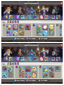 HEROS 100-100-72-75-50 🔥   TH 17 MAX ACCOUNT 🔥 HIGH EPIC EQUIPMENT ✔️ SCENERY AVAILABLE ⚡ HERO SKIN ✔️ ALL SIDE HIGH LEVEL 🔥 PERFECT DEAL