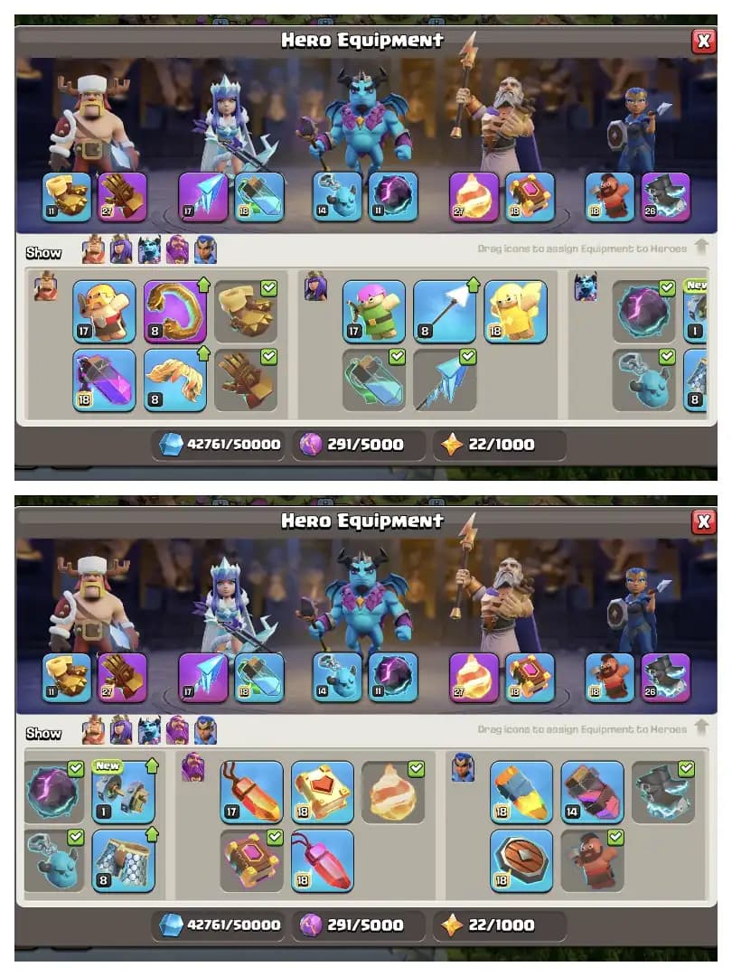 HEROS 100-100-76-75-50 🔥  TH 17 MAX ACCOUNT ✔️ EPIC EQUIPMENT 🔥 MAX DEF ✔️ LAB+WALL ALSO GOOD 🔥 EVERY SIDE PERFECT 👌 BEST OFFER