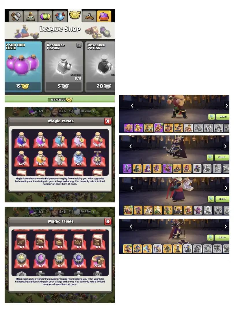 XP-269 🔥 4881 WS ✔️ TH 17 MAX ACCOUNT 🔥 17.9k LEGEND CUP ⚡ HEROS 95-95-72-70-45 ✔️ EPIC EQUIPMENT 🔥 HUGE HERO SKIN ⚡ 1500 CWL MEDEL ✔️ GOOD COLLECTION 👌 BEST OFFER