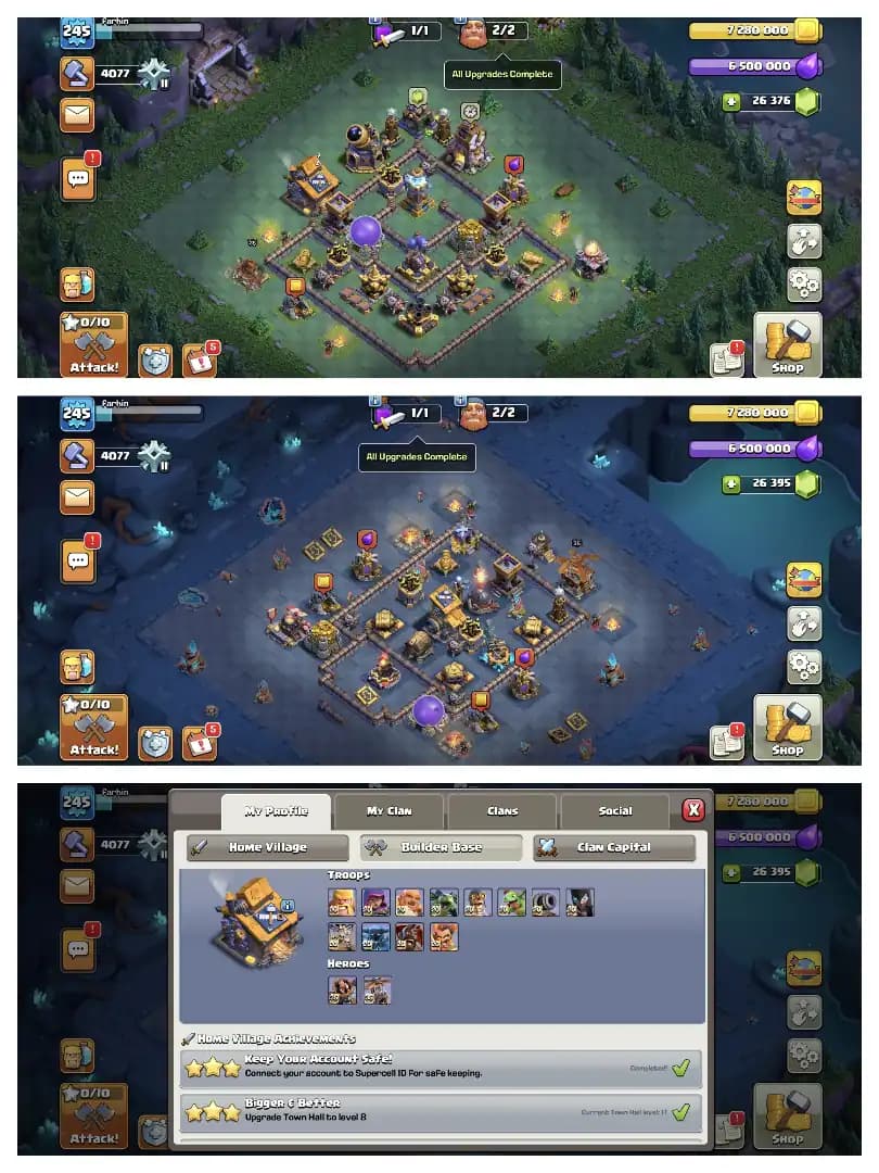 26.3K GEMS 👈 TH 17 MAX ACCOUNT ⚡ 4 HEROS MAX 🚀 HEROS 100-100-74-75-50  🔥 B.B FULL MAX ✔️ HUGE COLLECTION 👈 EVERY SIDE PERFECT 👌 BEST OFFER