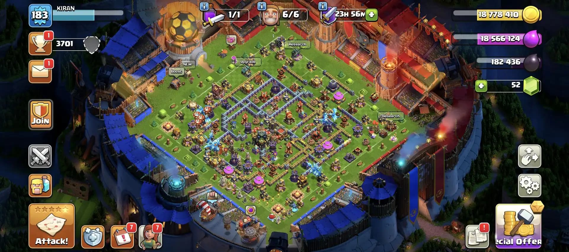 BEST DEAL 😱 TH 17 SUPER QUALITY ACCOUNT 🫶 FOOTBALL SCENERY ❗ GOLDEN+PURPLE WALL ⚡ HEROS 71-75-42-54-25 👈 6 BUILDER ❗ EVERY SIDE SUPER QUALITY 🚀 BEST DEAL