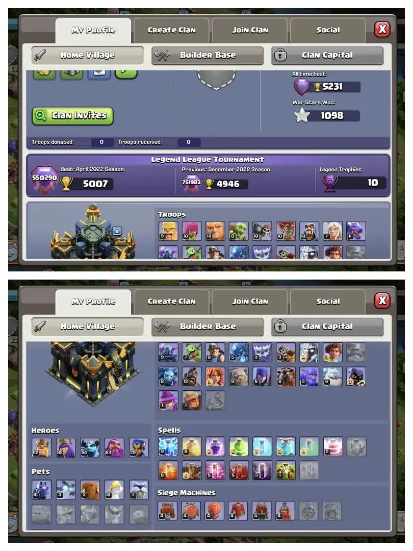 NICE OFFER 🔥 TH 16 WALL MAX ACCOUNT ✔️ GOOD DEF 🚀 HERO 62-82-54-53-39 🔥 EPIC EQUIPMENT ✔️ EVERY SIDE NICE 🔥 GREAT DEAL