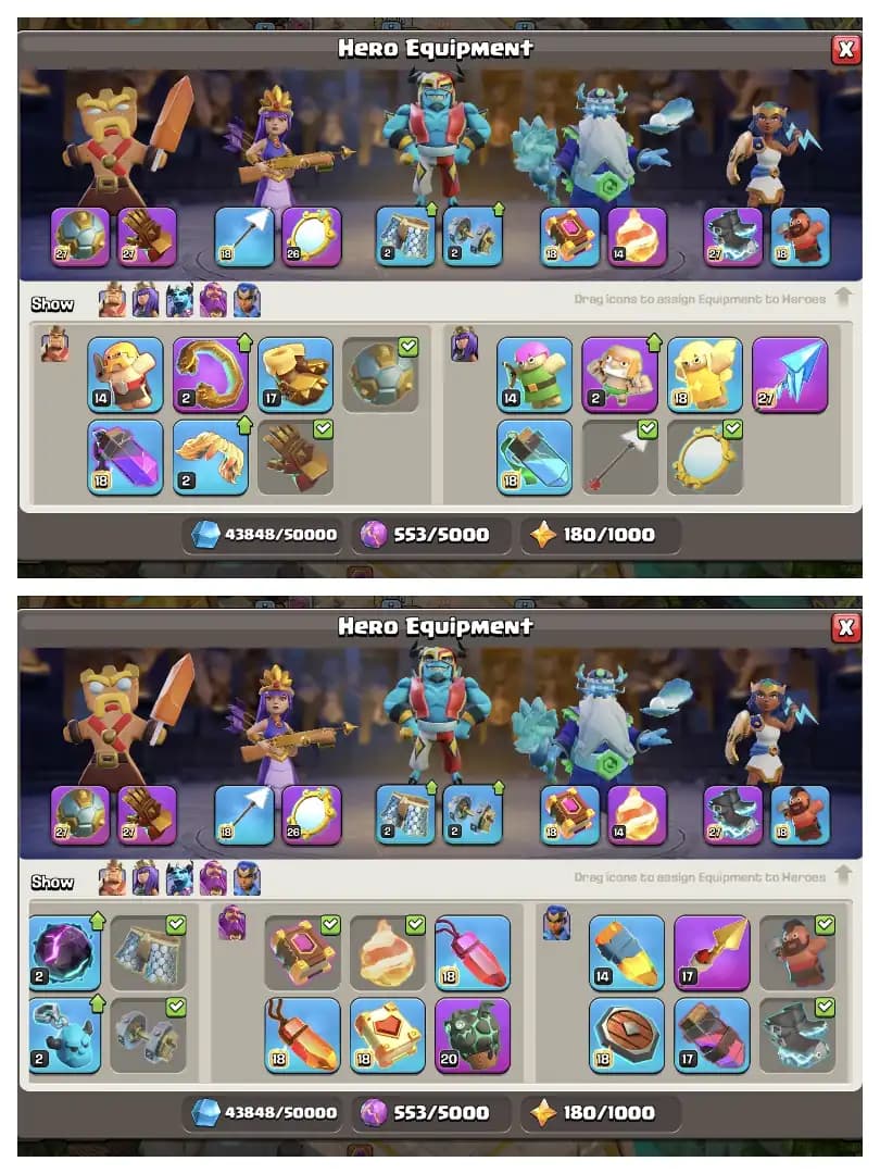 5 HEROS MAX 🚀 5 EPIC MAX 🔥 TH 17 MAX ACCOUNT ✔️ WALL+DEF MAX 🚀 HUGE COLLECTION  ✔️ HERO SKIN 🔥 SUPER ACCOUNT 🚀 BEST OFFER