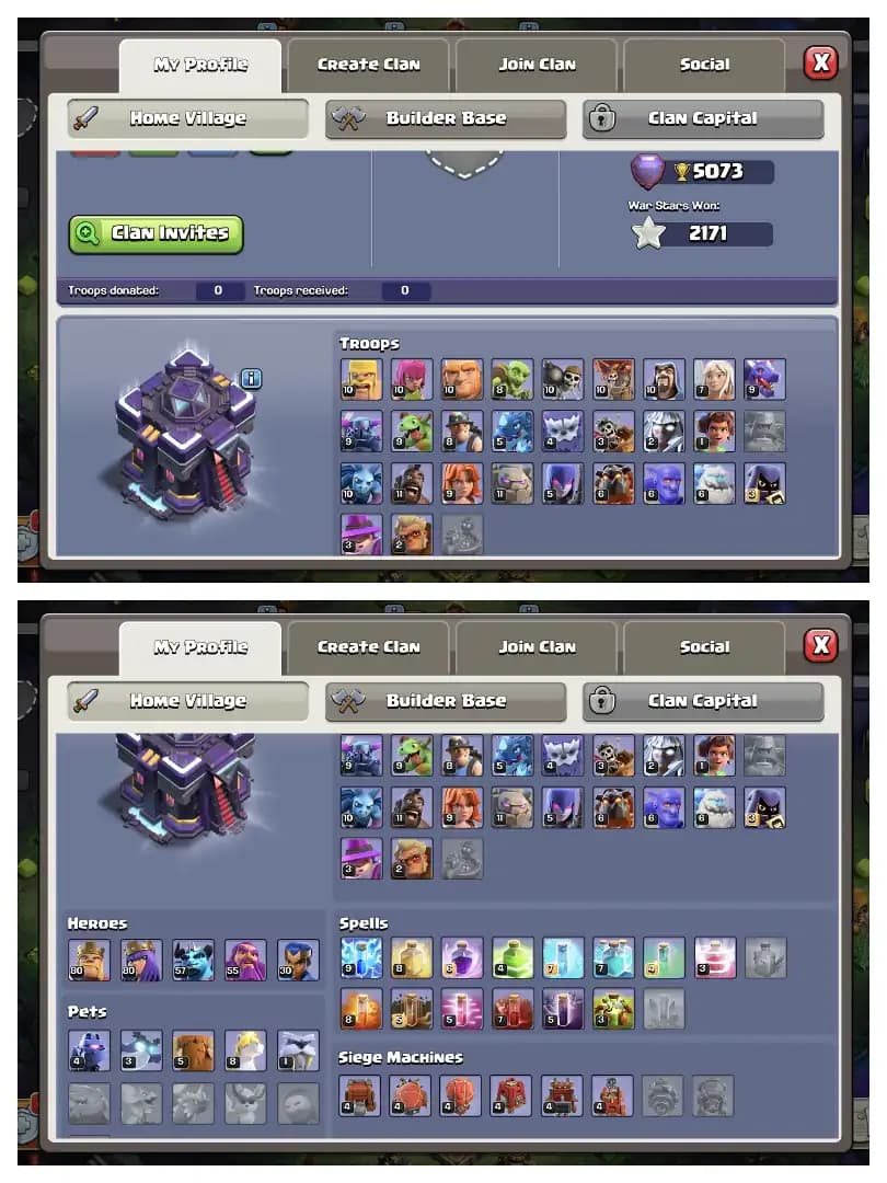 PERFECT DEAL 🚀 TH 15 GREAT ACCOUNT ✔️ SCENERY AVAILABLE 🔥 GOOD EPIC EQUIPMENT 🚀 HERO 80-80-57-55-30 ✔️ EVERY SIDE AWASOME 🔥 BEST DEAL