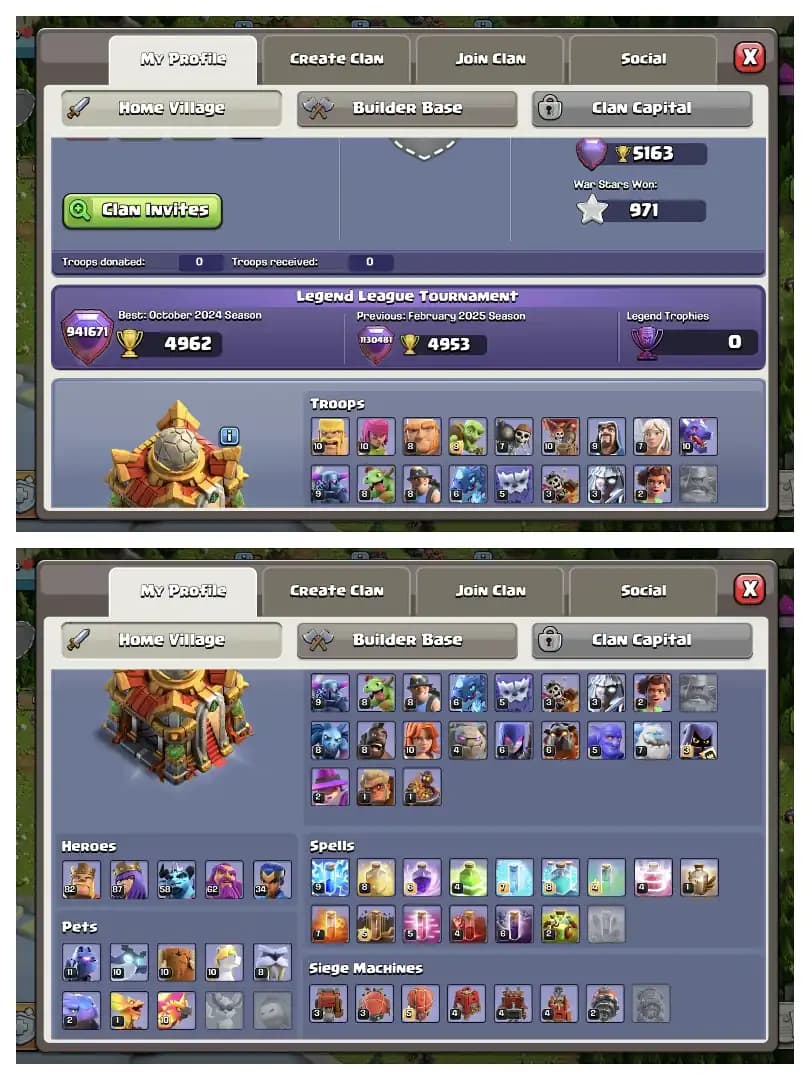 Decent Offer ⚡ Th 16 Super Account ✔️ Purple+Golden Wall 🔥 High Epic Equipment 😱 Heros 82-87-58-62-34 ⚡ Huge Collection ✔️ Every Side Perfect 🚀 Best Offer