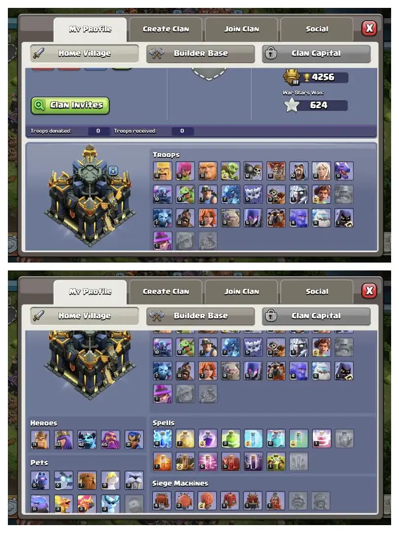 Fantastic Offer ✔️ Th 17 Super Account 🚀 Purple+Golden Wall 🛎️ Hero 71-83-42-65-31 🔥 Equipment Available ✔️ High Def+Lab 🔥 Every Side Perfect 🚀 Best Deal