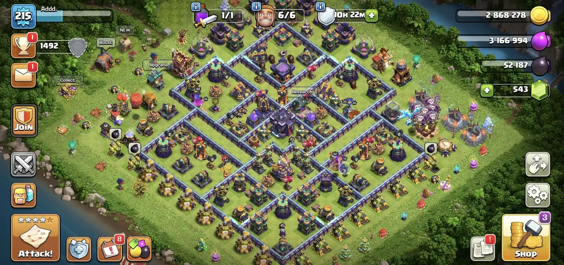 MAX WALL ✔️ TH 15 ALMOST MAX 🔥 PURPLE WALL 🚀 HEROS 85-88-54-62-35 🛎️ HIGH EPIC EQUIPMENT ✔️ HEROS SKIN 🚀 EVERY SIDE NICE 🛎️ PERFECT OFFER