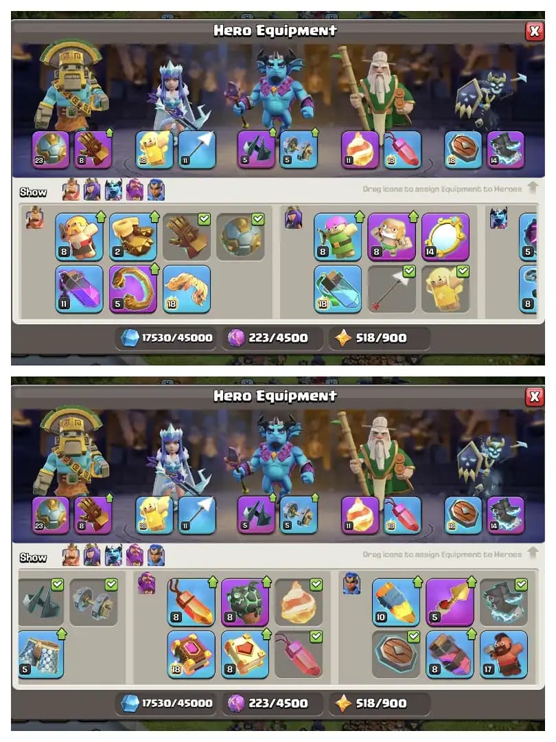 Value for money 🚀 Th 15 max account ✔️ PURPLE WALL 🔥 max defence 🚀 HIGH EPIC EQUIPMENT 🔥 heros 81-82-54-54-35 🔥 huge collection 🚀 EVERY SIDE PERFECT ✔️ SUPER OFFER