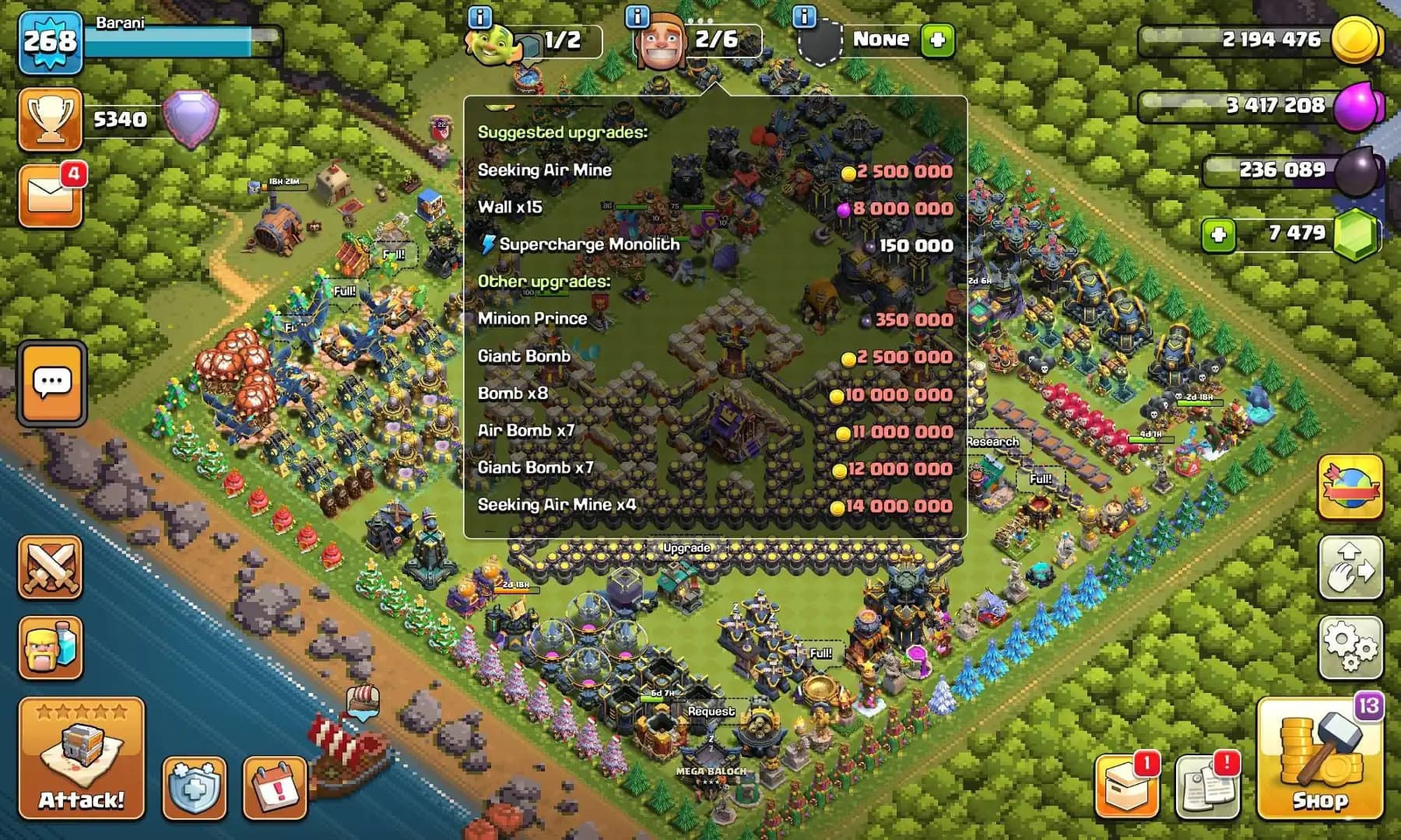 💯 SUPER RARE  💯  TH 17 MAX ALMOST 💯 7,000 GEMS 💯 SUPERCHARGE LEFT 💯 MAXED PROFILE ALMOST 💯 ALL EPIC 20+ ALMOST 💯 INSTANT EMAIL ACCESS 💯 CC23