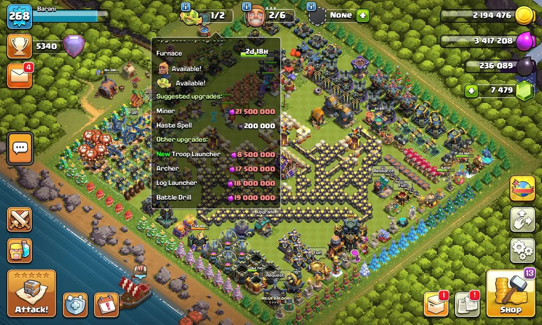 💯 SUPER RARE  💯  TH 17 MAX ALMOST 💯 7,000 GEMS 💯 SUPERCHARGE LEFT 💯 MAXED PROFILE ALMOST 💯 ALL EPIC 20+ ALMOST 💯 INSTANT EMAIL ACCESS 💯 CC23