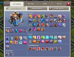 Clash Of clans , Th 18 , 10030 Gems , 6 Epic Equipments , NC free ,107 CWL Medals , Magic items , Many Decorations , BH 10 Full Max