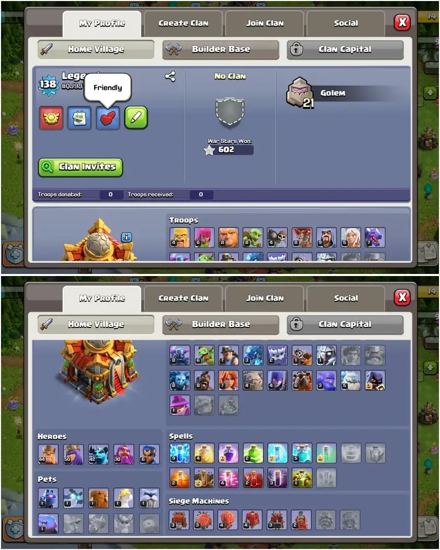 BEST EPIC ➤TH16 SUPER DONATION ➤2600 GEMS ➤HEROES: 44-50-42-30-6 ➤NC YES ➤6X PETS ➤EPIC: SB+GG+FA+MM+FB ➤XP-139 ➤BEST DEAL ➤ IOS & Android Both