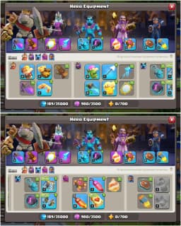 ALL SIEGE  ➤TH16 MAX DONATION ➤5X PETS ➤NC YES ➤HEROES: 60-54-40-24-8 ➤2000 GEMS ➤XP-131 ➤BUYER MAIL ➤GG-17|MM|FA|FB ➤GOOD TROOPS