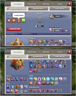 [HIGH EQUIPMENT] TH16 MAX TYPE ➤NC YES ➤2569 WS ➤HEROES: 81-85-62-57-31 ➤XP-221 ➤2500 GEMS ➤6 BUILDER ➤GOLDEN WALL ➤FULL ACCESS
