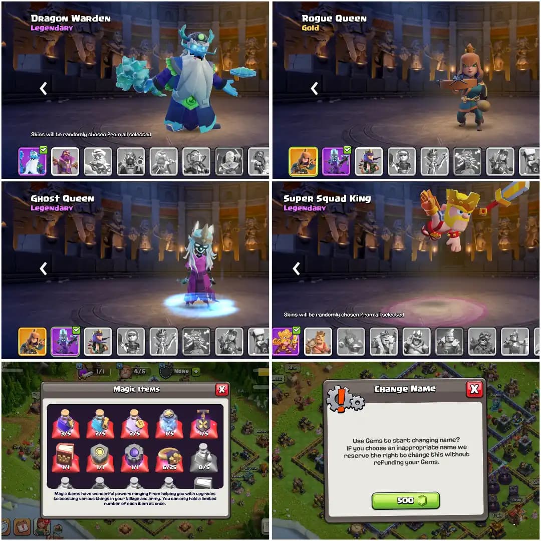 TH16 NEAR MAX ➤MAX TYPE WALL ➤NC YES ➤HEROES: 76|78|60|64|40 ➤LEVEL 191 ➤FB-23|FA-20|MM-20|SB-17|GG|EB|LP ➤FULL ACCESS