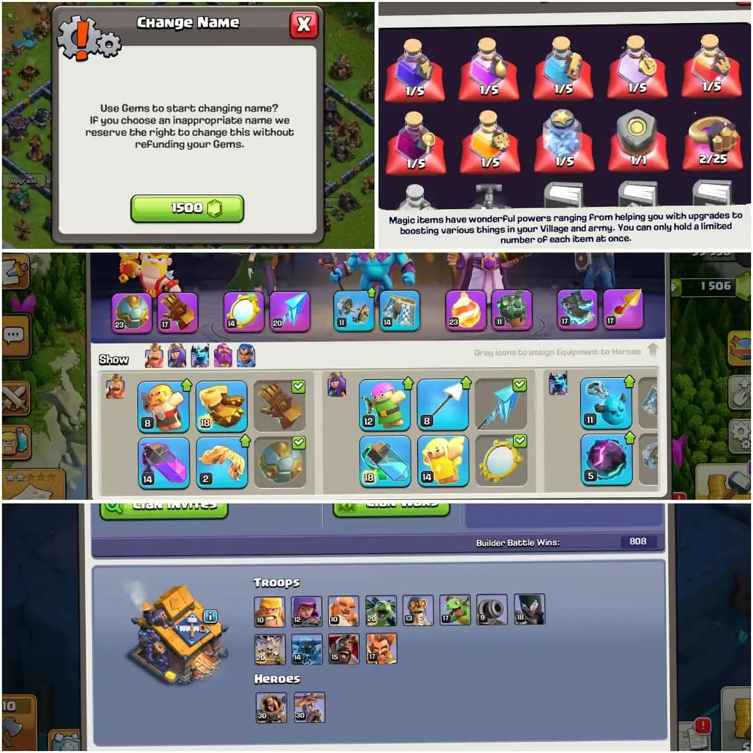 TH 17 PERFECT QUALITYFULL ACC✦VERY HIGH EPIC LEVEL ✦HERO|70|88|51|66|37✦NC YES✦HIGH DFC✦WOW PROFILE✦9 PET✦6B