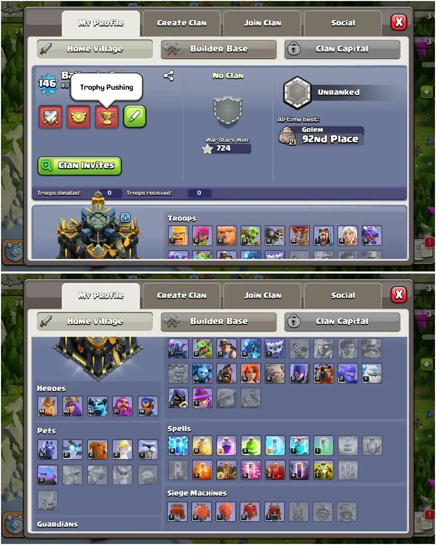 TH17 WOW ACCOUNT ➤CHILD ID ➤OLD TREE ➤HEROES: 34-40-42-21-14 ➤6X PETS ➤724 WS ➤NC 500 ➤5X SIEGE ➤EMAIL CHANGE AVAILABLE | FULL ACCESS