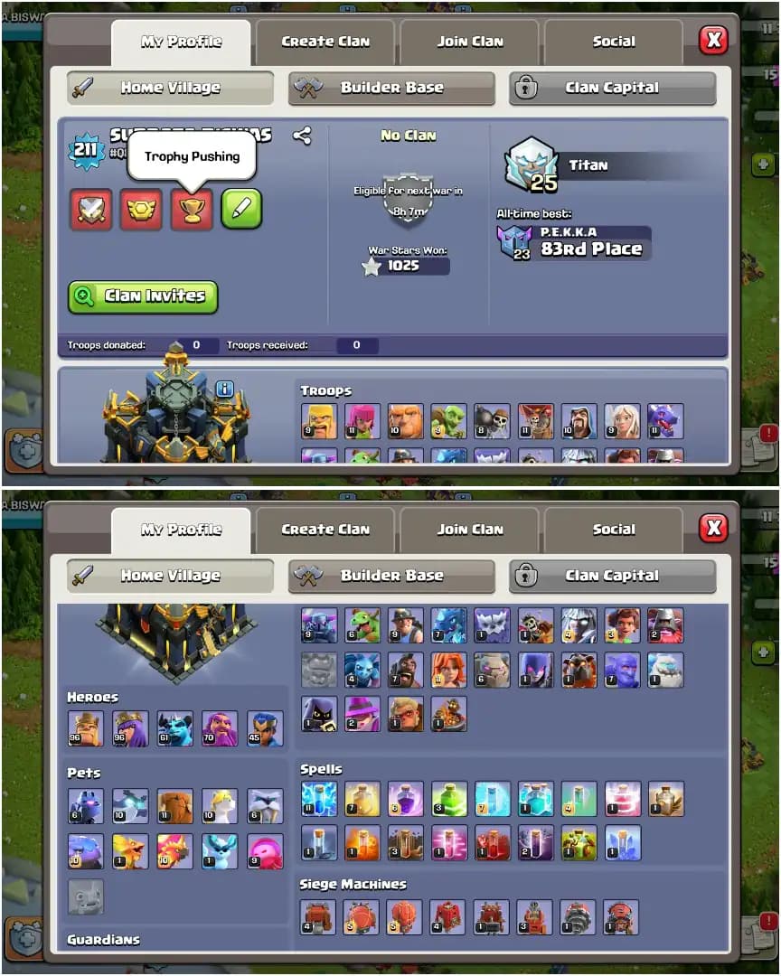 TH16 100% MAXED>TH17 NEW | ALL EPIC HIGH | HIGH WALL | HEROES: 96-96-70-45 | B.B MAX | XP-211 | ALL SKIN | OP TROOPS | MAX DFC | FULL ACCESS