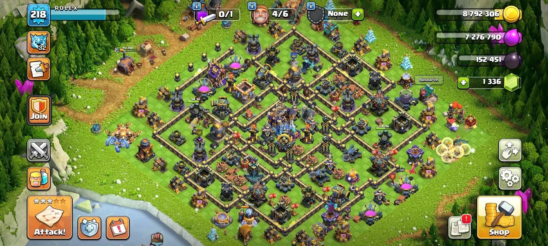 Th18 Almost Max ➤Th17 max Out ➤Nc Yes ➤Heroes: 100-100-77-75-50 ➤3 Epic Max Almost ➤2040 Ws ➤Full Access