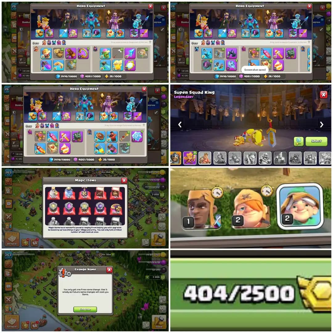 EXP-263 | TH18 ALMOST MAX | MAX HERO | 6 EPIC MAX OTHERS HIGH | HEROS- 104-105-94-80-55 | 13 EPIC | NC-404 | MADELS-404 | FULL ACCESS