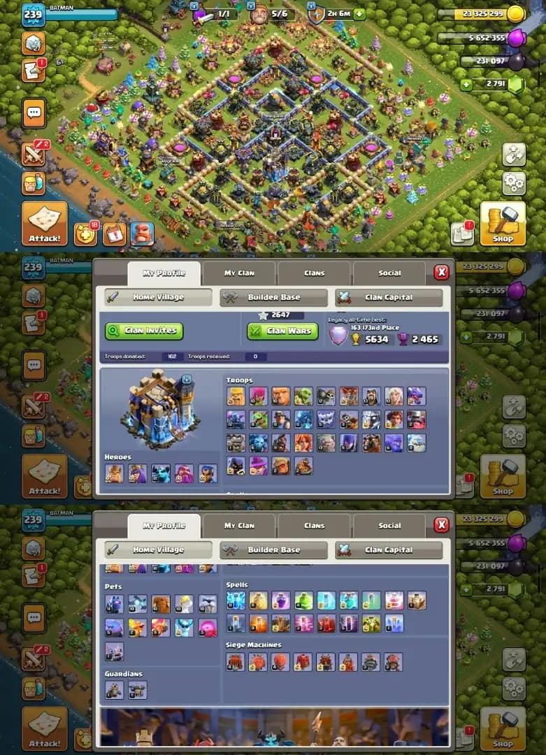 [Hot Offer] [Th 18 Near Max] [4 heros Max] [2 league skins] [Medals+magic items] [Max builder base] [3 epic max] other also good lvl [Nc Yes]