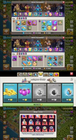 [Hot Offer] [Th 18 Near Max] [4 heros Max] [2 league skins] [Medals+magic items] [Max builder base] [3 epic max] other also good lvl [Nc Yes]