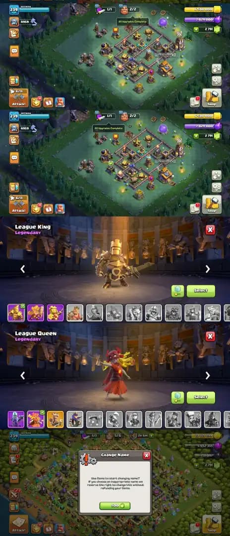 [Hot Offer] [Th 18 Near Max] [4 heros Max] [2 league skins] [Medals+magic items] [Max builder base] [3 epic max] other also good lvl [Nc Yes]