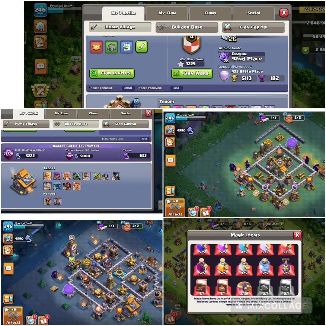 th:18-heros:100|100|77|76|50 | Skin:13 | max:equipment | nc:1000 | heros:upgrading | xp:246 | magic:items | gems:2866 | full:access | buyer-mail