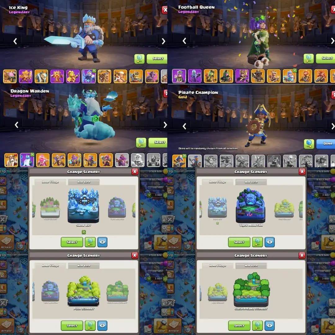 Stacked Th18 Near Max | All Epic Equipments Max | High War Stars-5025 | High XP-270 | 16K Legacy Cups | 29X OP Skins| 4X Scenery |CWL-1552