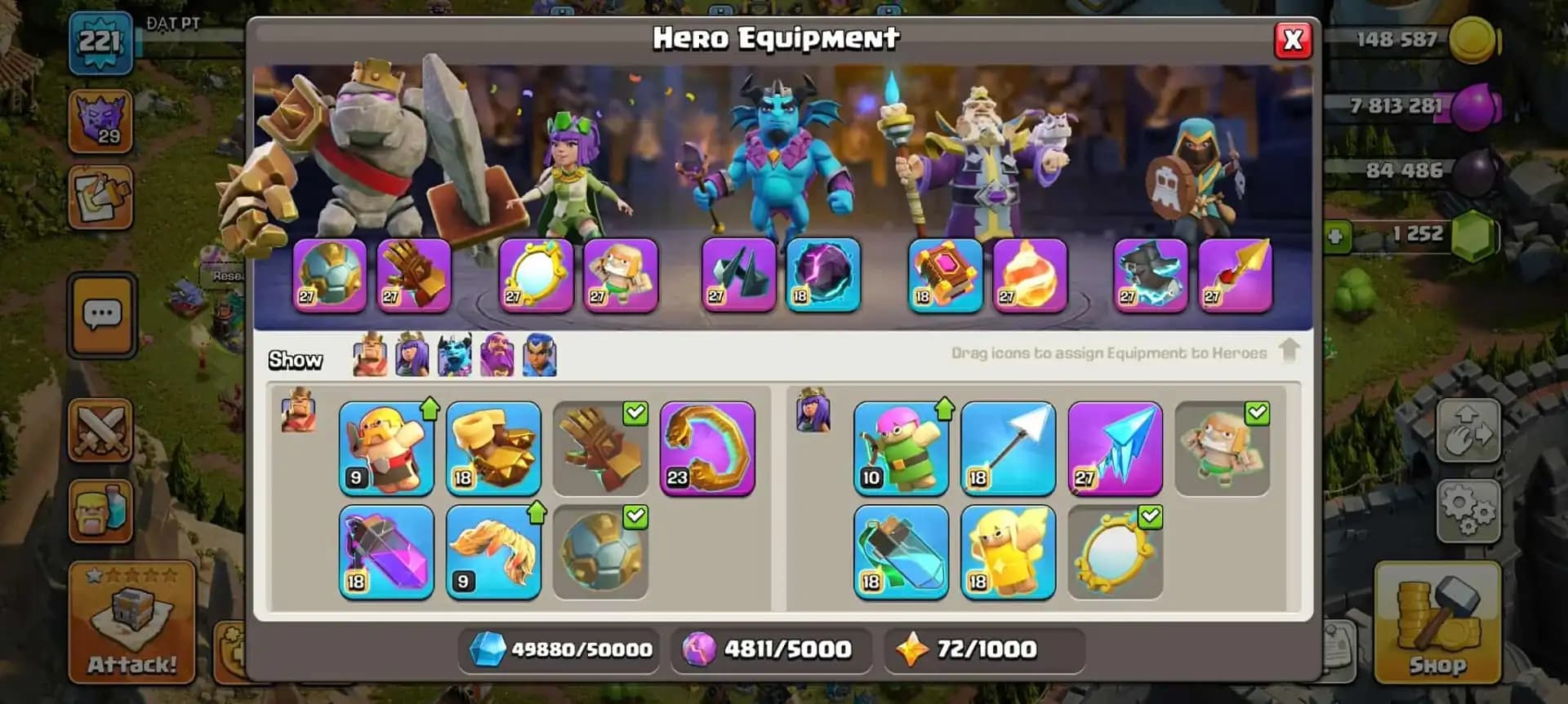 [Hot Selling ACC] TH-18 [5 HERO MAX] [9x MAX EPIC]  [LEGENDARY SCENERY] [NC YES] [MAX DFC] Xp-221 | Full Access