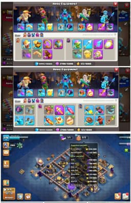 [Cheapest] TH 17 99% MAX |274 XP | All Max Equipment | Max Hypercharge | Heros: 100/100/80/75/50 | Max Builder Hall | 13× Hero Skin | QUICKLY Delivery