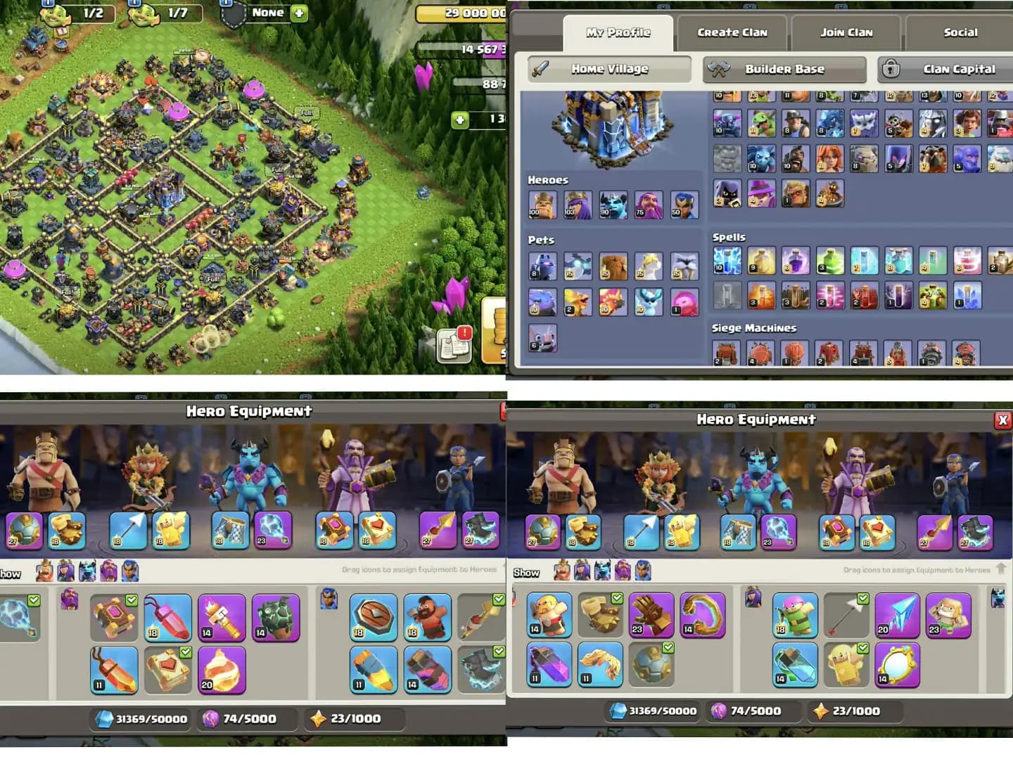 Most demanding➤Th18 full max➤heroes: 100_103_90_75_50➤max defence & max walls➤all common & epic equipment max or max type | Full Access