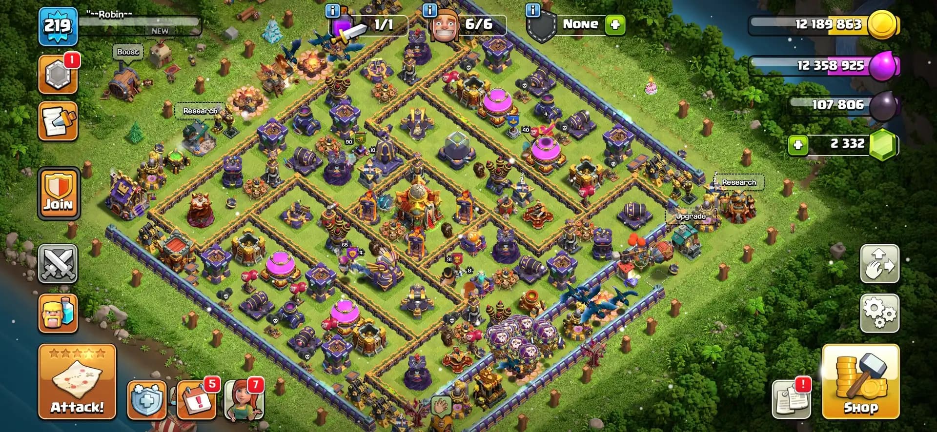 Christmas Offer🎄Th 16 Max Quality Account✨Heros 91-90-61-65-40🔥Purple+Golden Wall🎄Epic Equipment🎄Lab+Def Super Quality