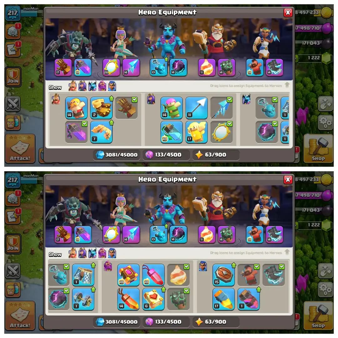 Christmas Offer🎄Th 17 Super Quality Account✨Heros 90-92-61-62-40👈Purple Wall✨Epic Equipment🎄Lab+Def Super Quality