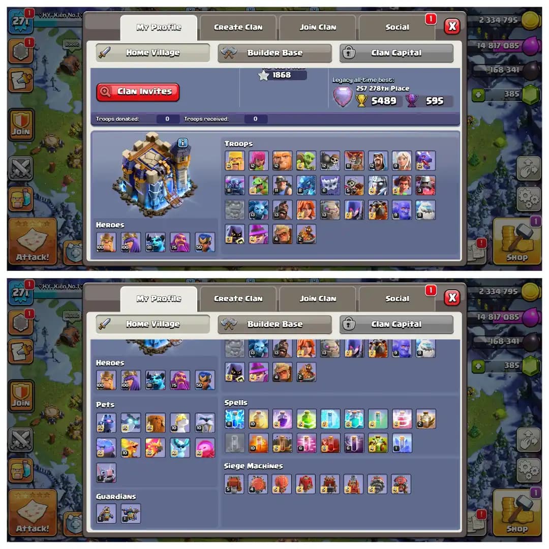 Christmas Offer 🎄 Th 18 Max Account✨Xp-271 ✨ Almost Max ✨ Heros 100-100-81-75-50 🔥 High Epic Equipment 🔥 B.B Max ✨ Big Discount
