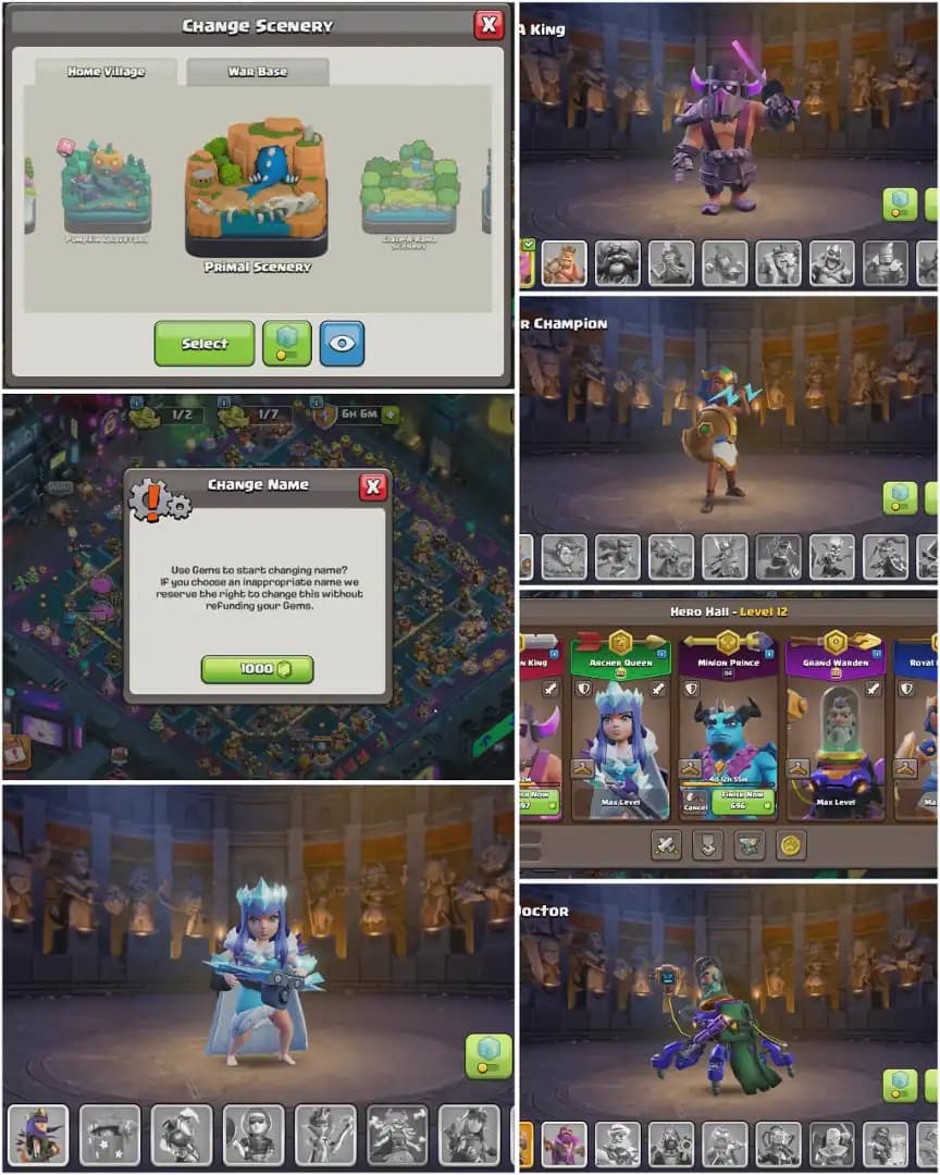 World Best Deal | Th18 Max | 5x Heros All Max | Wall Max | Epic:11 AVL | Nc:1000 | Gems:11000 | 3× Scenary | 7×Skins | Old Object Available