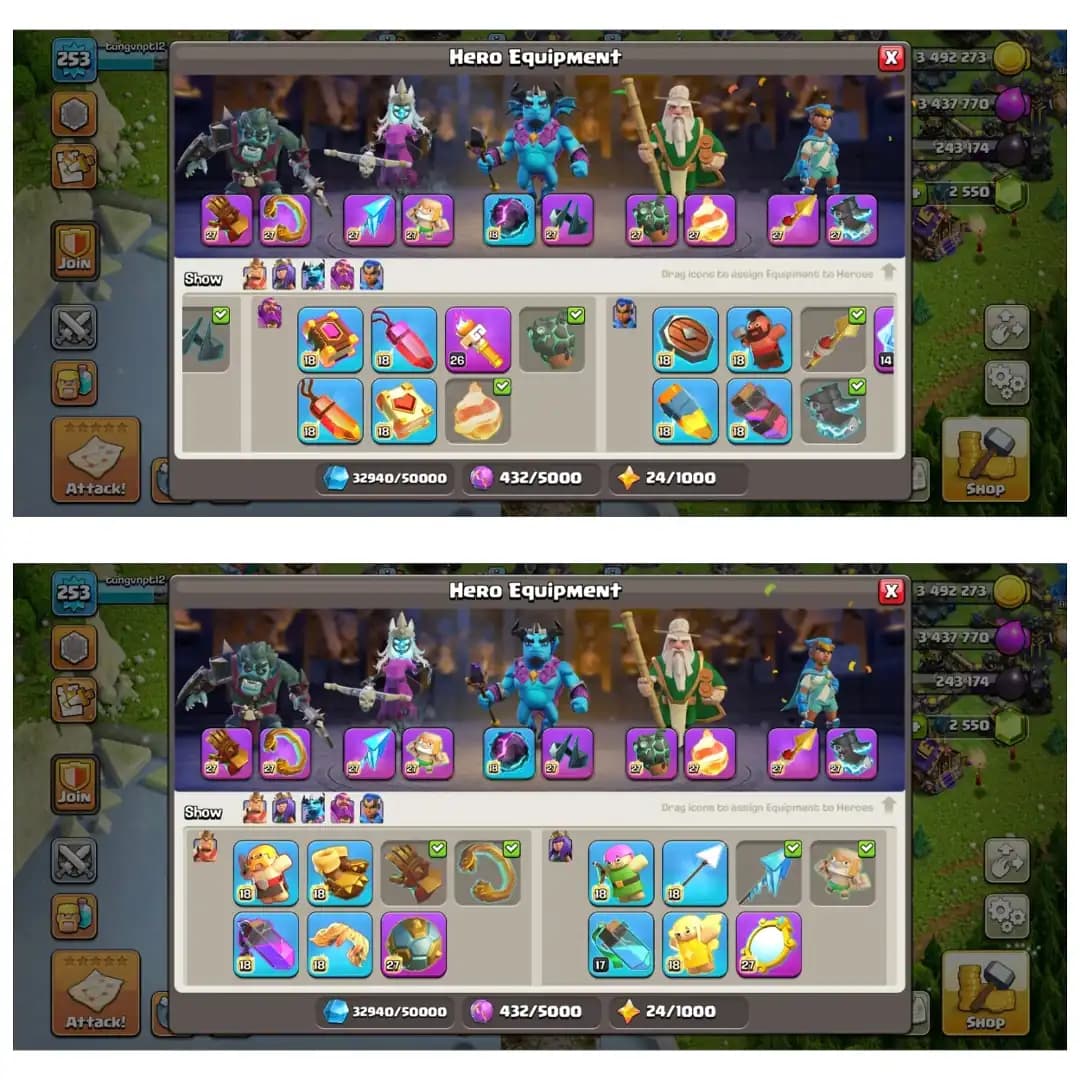 [Winter Best Offer] Th18 Fully  Max | Equipment-13-Epic Max | Wall Full Max | Defenc Almost Max | Hero-101-100-75-53 | XP-253 | NC-Yes | Full Access