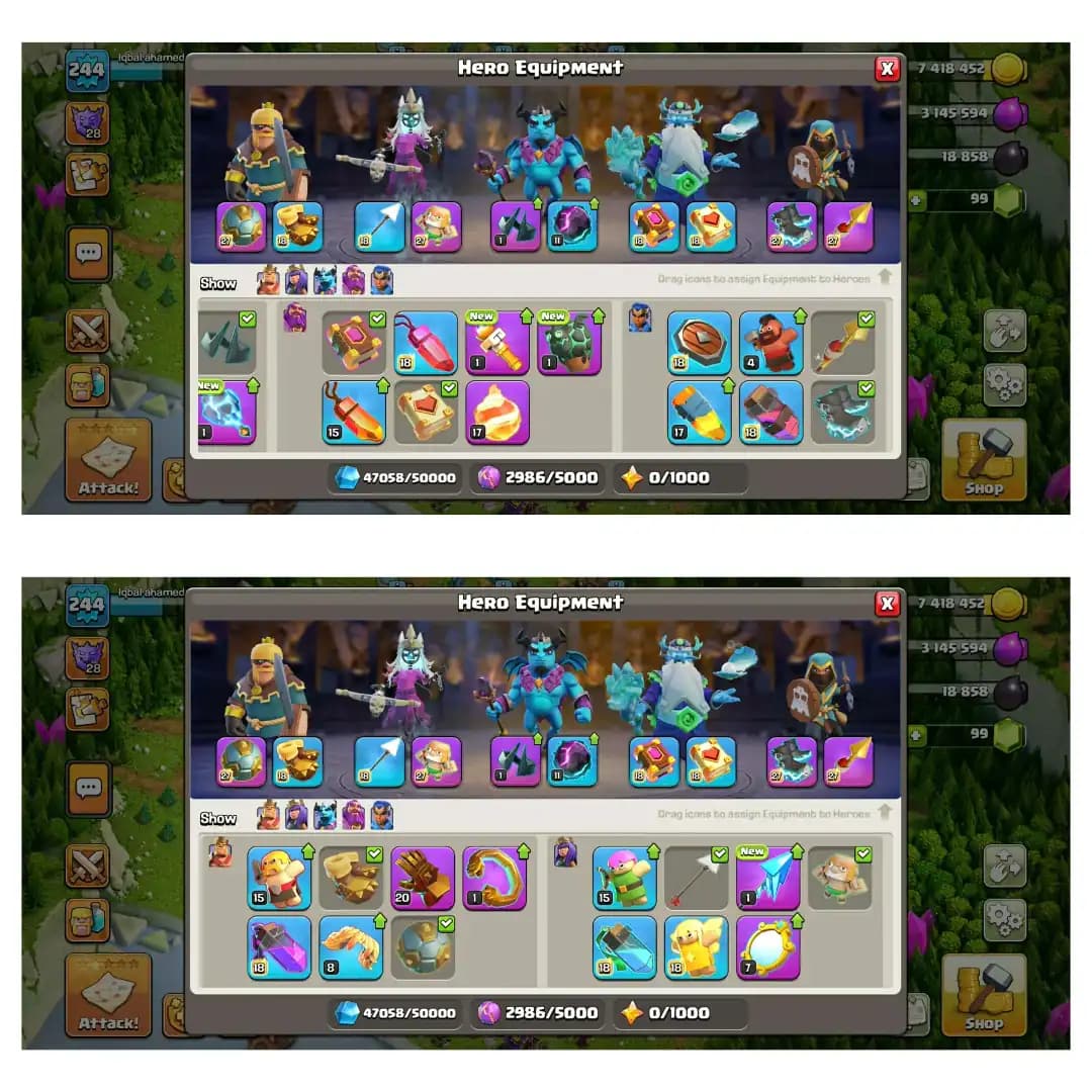 [Super Deal] Th18 Full Max➺Hero:105-105-95-80-55➺All Defence Max➺Email Change Yes➺100X Walls Max➺Max Equipments➺NC Free➺16X Skins➺XP-244