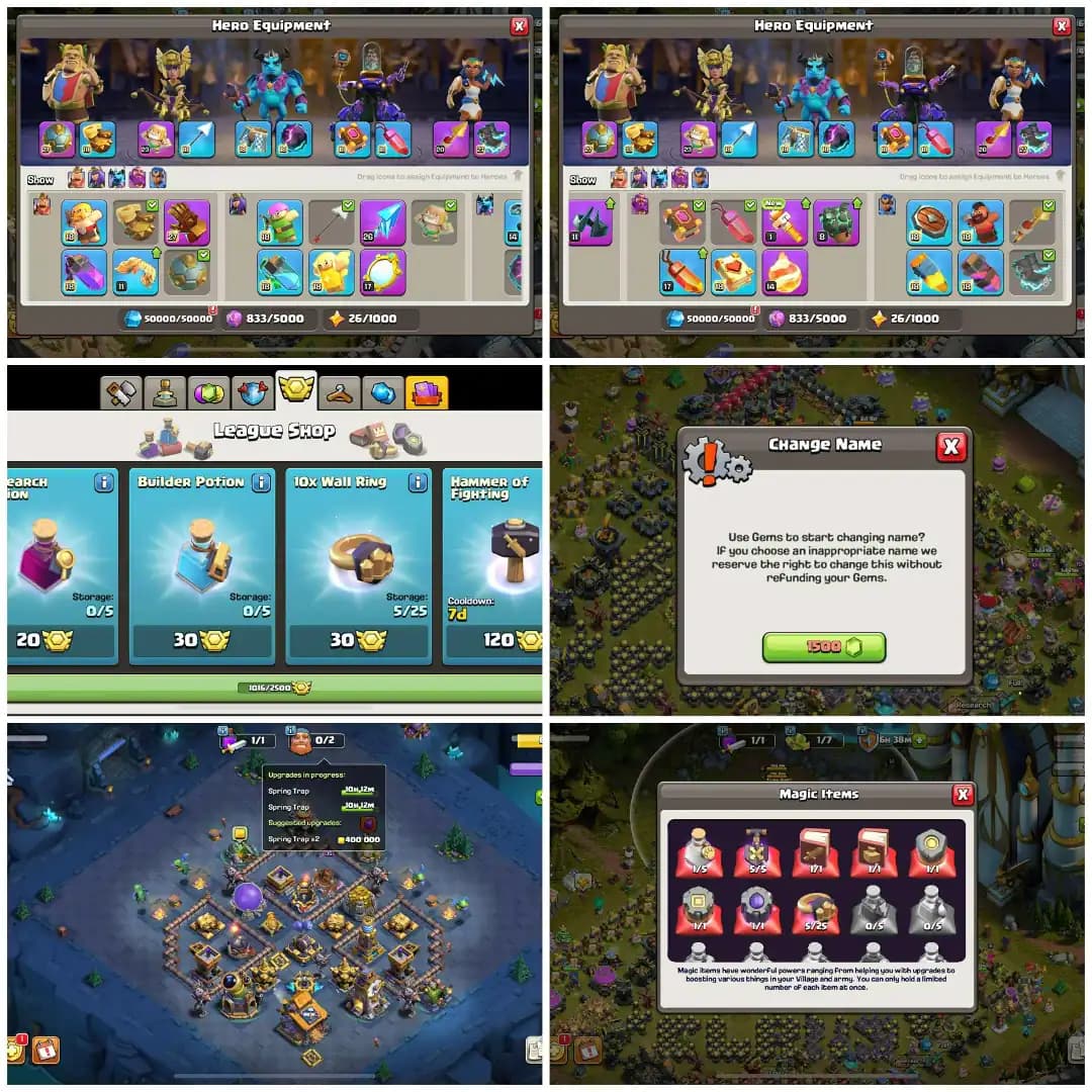 [BEST OFFER] EXP-275 ➤TH18 5 HEROS MAXED ➤125x WALLS MAX || 3 EPICS MAX ➤HEROS- 105-105-95-80-55 ➤11 EPIC EQUIPMENT ➤NC -1500 ➤MADELS -1016