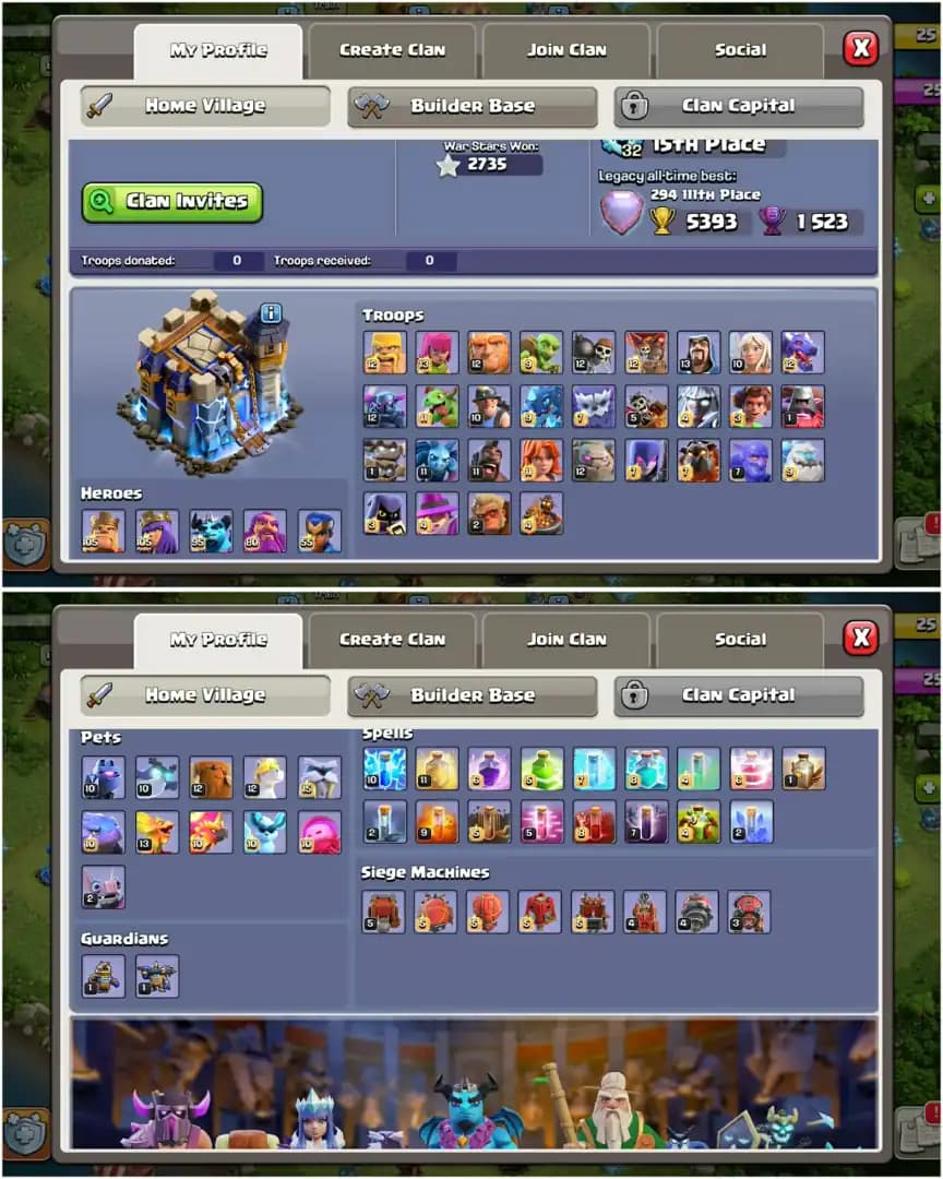 [WROLD BEST DEAL] TH18 FULLY MAX ★ 5 HEROES MAX ★ 4 EPIC MAX ★ MAX WALL ★ 2700+ WS ★ NC FREE ★ XP-252 ★ FULL ACCESS ★ TO BUYER MAIL