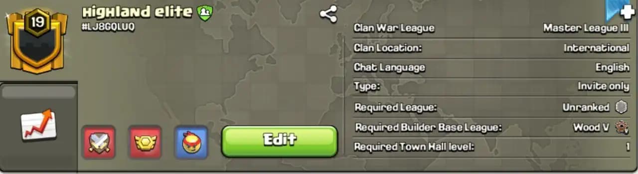 Level 19🚀 Highland Elite✨ Awesome Warlog ✨ Master League 3 ✨English Name✨INSTANT DELIVERY🚚