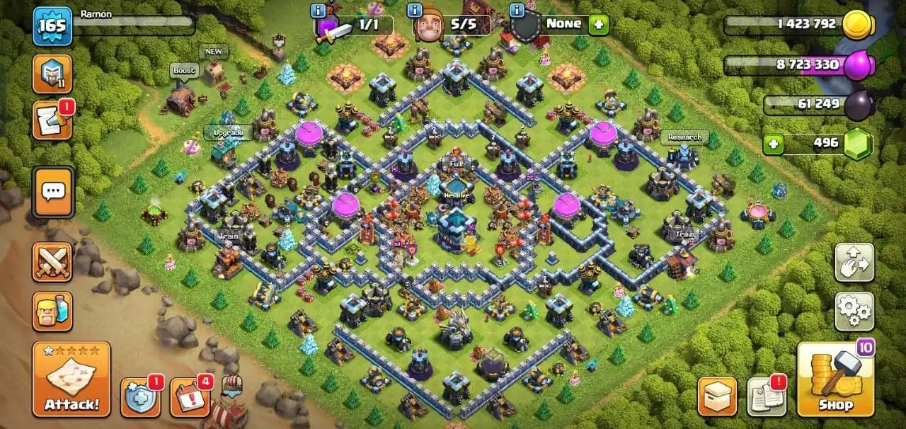 ❄️COC🚀 TH13🌟165Xp✨ (BK68,AQ70,GW50,RC19) ✨Max Defence✨ Free NameChange✨Instant Delivery 📸Check Photos❄️
