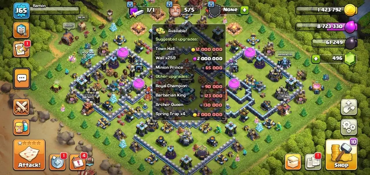 ❄️COC🚀 TH13🌟165Xp✨ (BK68,AQ70,GW50,RC19) ✨Max Defence✨ Free NameChange✨Instant Delivery 📸Check Photos❄️