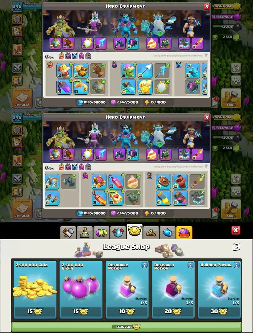 [ 3 League Skins] ➤ TH 18 ✪ Heroes- 100/104/ 90/75/50 ✪ [ 5x Max Epic] ✪ B.B MAX ✪ Max ✪Full Access|| Xp-246 || 2600+ Gems || Best Deal
