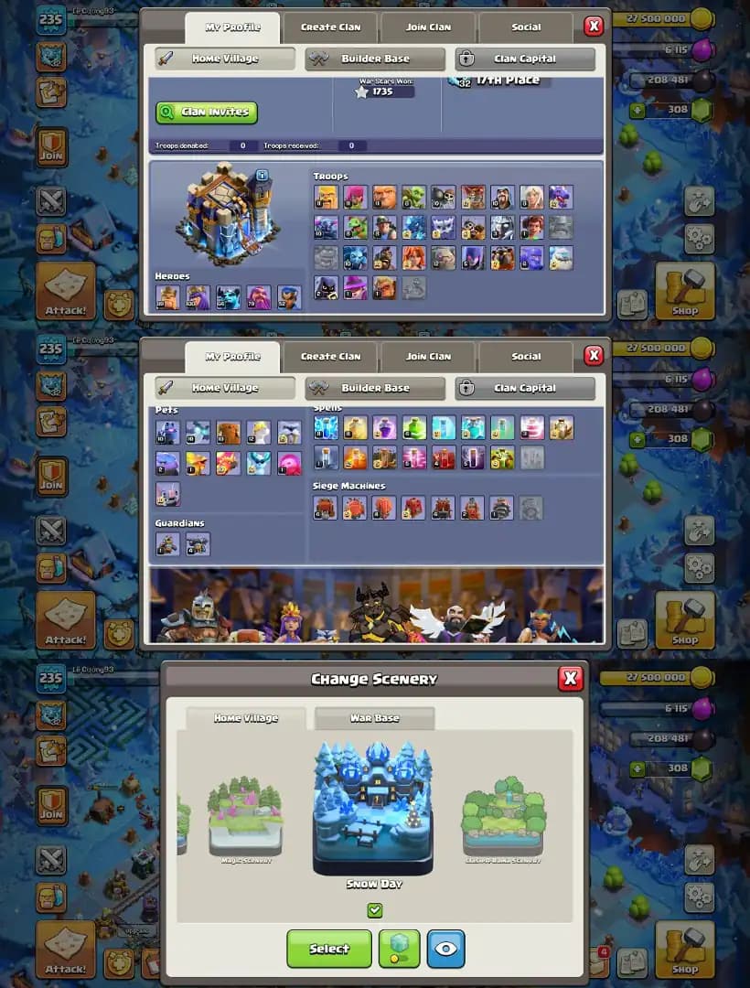 [Wow Deal] TH 18 ►[ Near Max Type]► Heroes-89/100/84/79/52] ►[4x Epic Max] ► Max Type Wall | Paid Scenery | Good Troops] Stronge DFF] ►Full Access