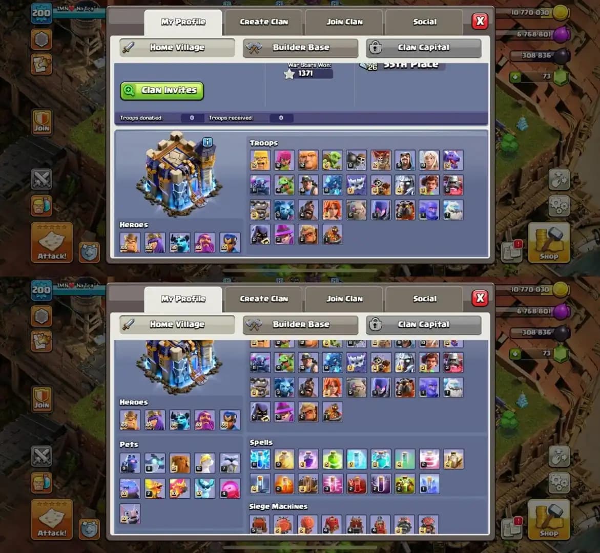 [Very Best Deal] Th18 Full Max➤Heros[105-105-95-80-55] ➤4 Epic Max ➤Lots Magic Items ➤Profile & Defance Max ➤Bh full Max ➤All Pets Max