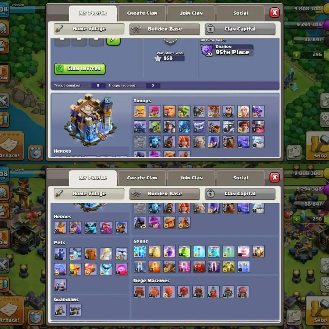 【All Wall & Defence Max】➠Royal Th18 Max➠【Hero➾101/105/75/51】➠11 Royal Epic Max➠Free Nc➠Full Ownership➠Fast Delivery➠