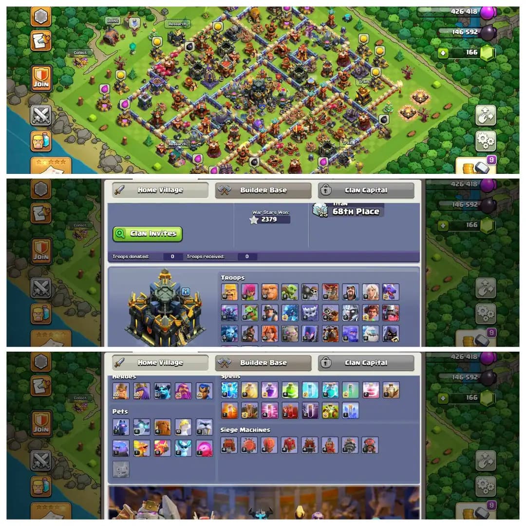 【Hero➾100/100/75/50】✦Th17 Fully Max✦【Defence & Wall Max】✦Rarest Max Equipment✦Best Profile✦Full Ownership✦Instant Delivery