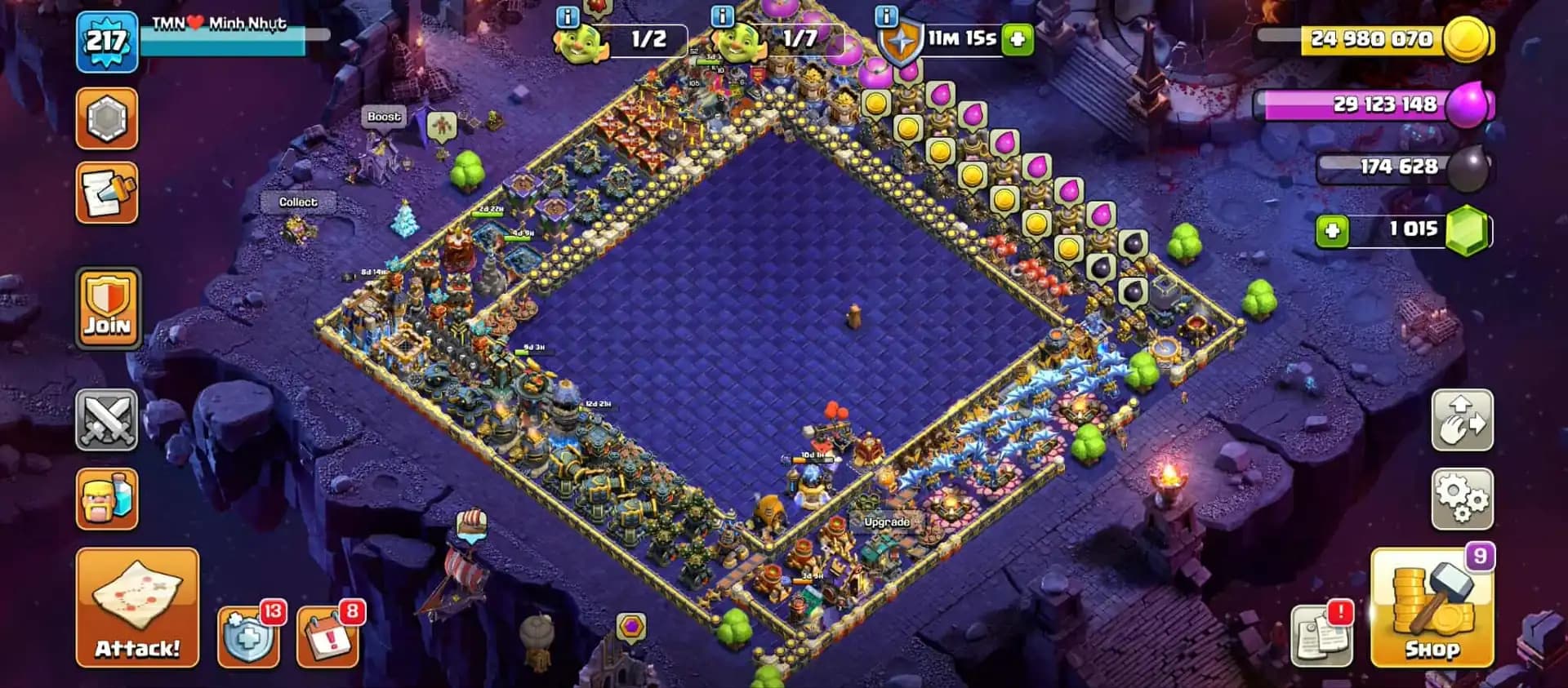 【Demanded Cosmic Set】➽Th18 Full Max➽【Hero➾105/105/80/55】➽12 Gear Epic Max➽Very Rare Account➽Full Ownership➽Instant Deliver➽